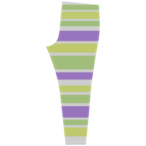 Yellow Green Purple Stripes Pattern Cassandra Women's Leggings (Model L01)