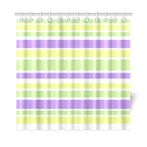 Yellow Green Purple Stripes Pattern Shower Curtain 72"x72"