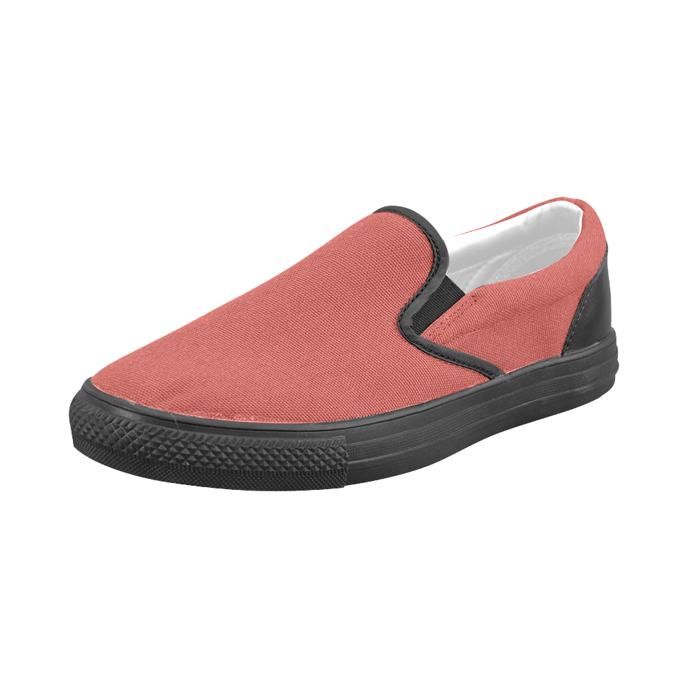 Aurora Red Men's Slip-on Canvas Shoes (Model 019)