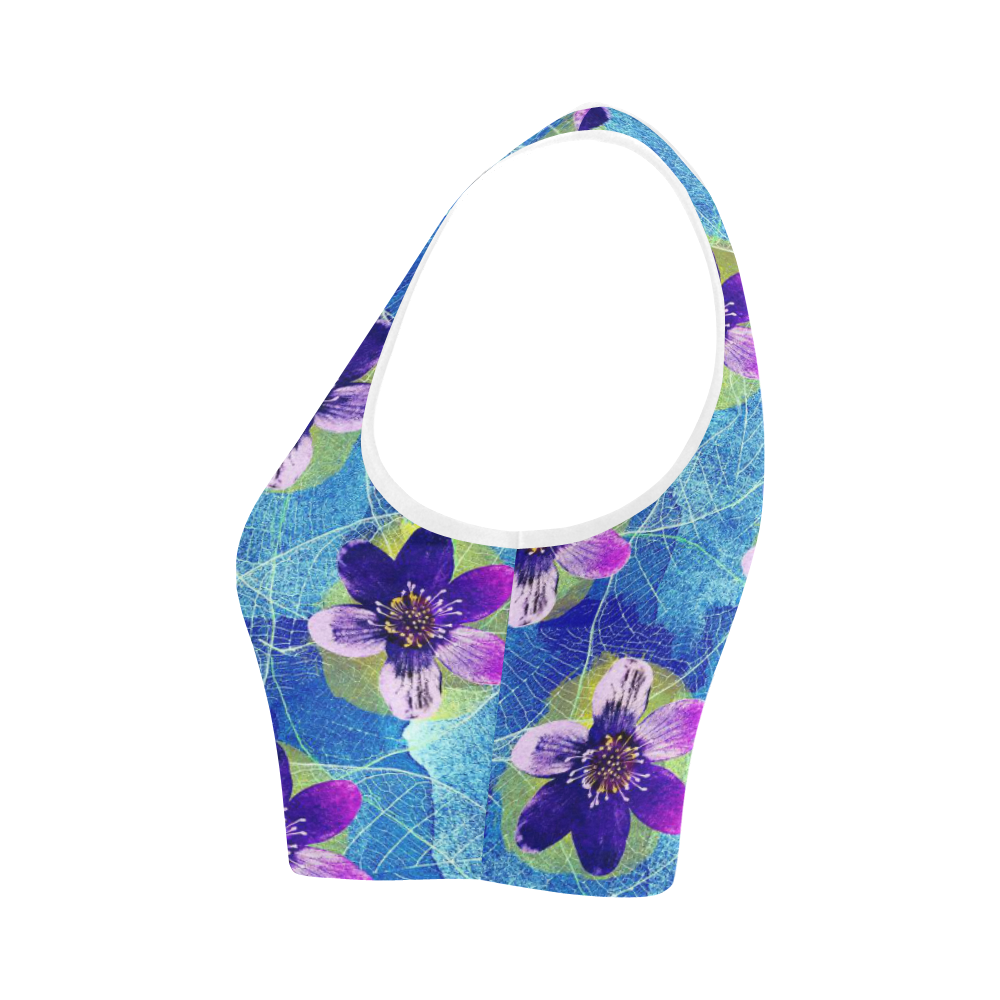 Purple Flowers Women's Crop Top (Model T42)