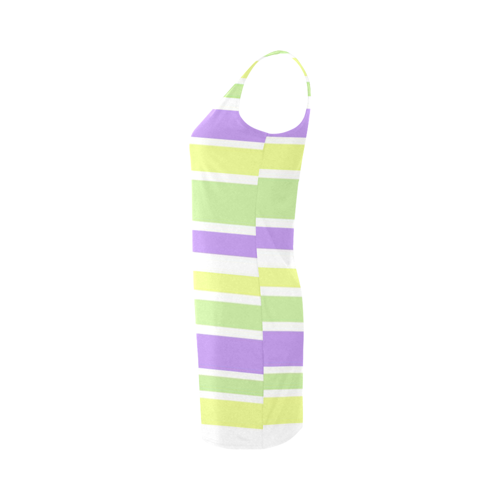 Yellow Green Purple Stripes Pattern Medea Vest Dress (Model D06)