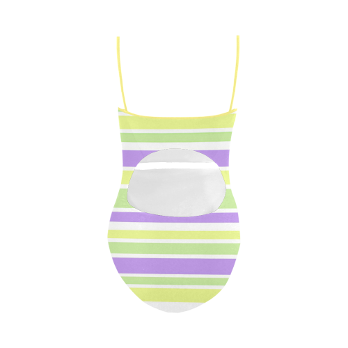 Yellow Green Purple Stripes Pattern Strap Swimsuit ( Model S05)