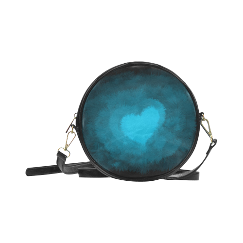 Blue fluffy heart Round Sling Bag (Model 1647)