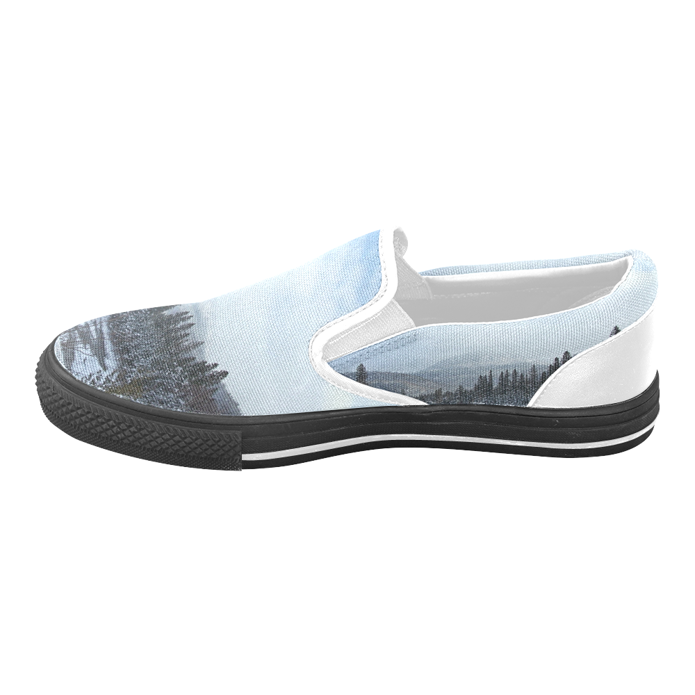 Winter Wonderland Women's Unusual Slip-on Canvas Shoes (Model 019)