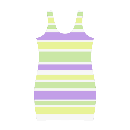 Yellow Green Purple Stripes Pattern Medea Vest Dress (Model D06)