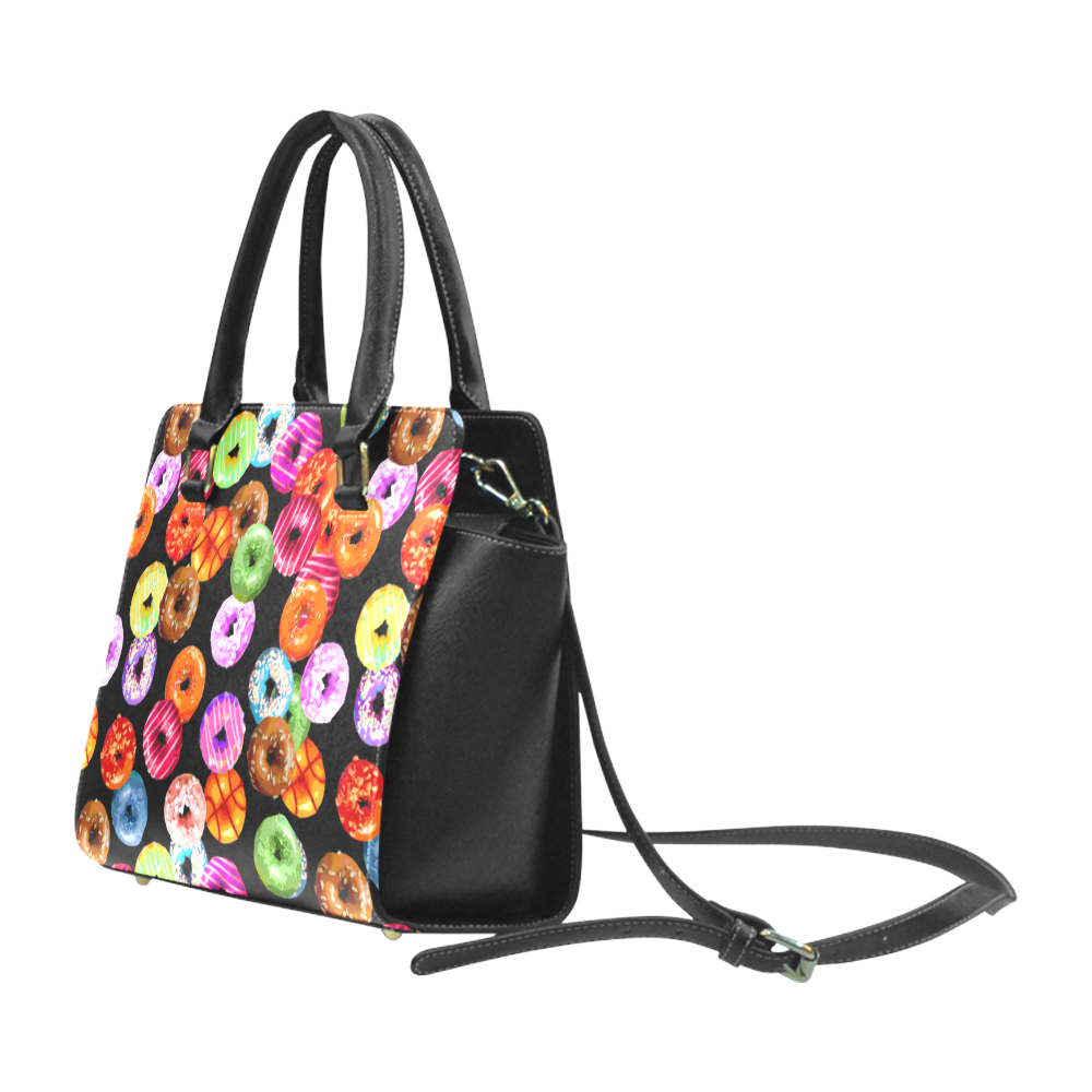 Colorful Yummy DONUTS pattern Rivet Shoulder Handbag (Model 1645)