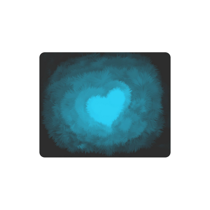 Blue Fluffy Heart Rectangle Mousepad