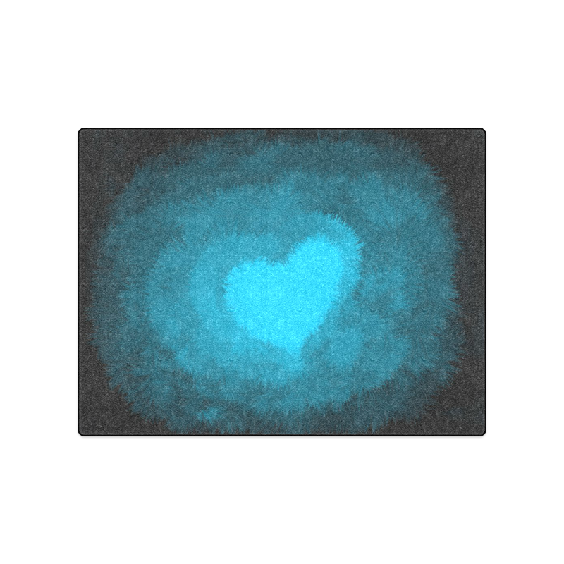 Blue Fluffy Heart Blanket 50"x60"