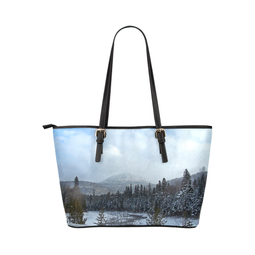 Winter Wonderland Leather Tote Bag/Small (Model 1651)