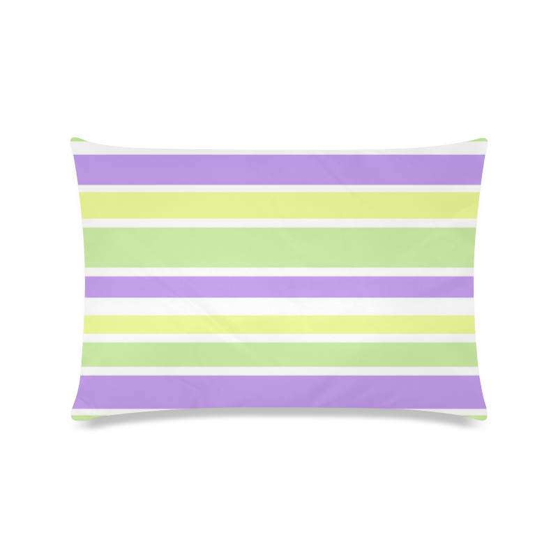 Yellow Green Purple Stripes Pattern Custom Zippered Pillow Case 16"x24"(Twin Sides)
