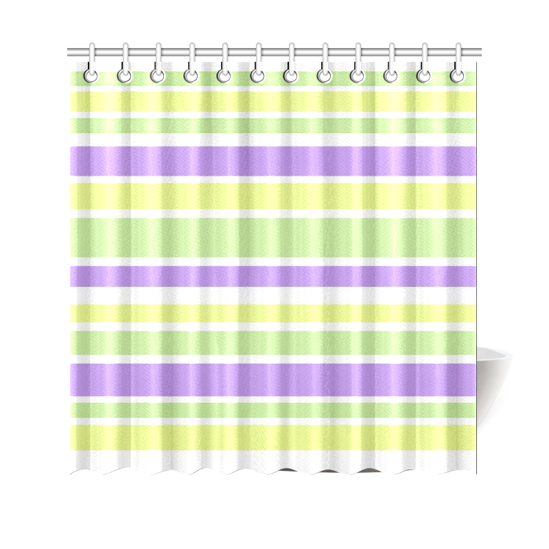 Yellow Green Purple Stripes Pattern Shower Curtain 69"x70"