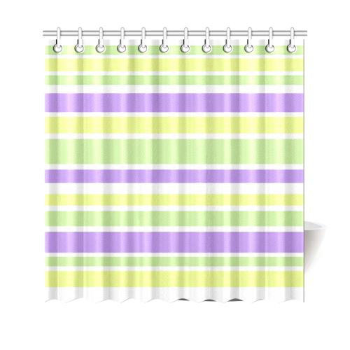 Yellow Green Purple Stripes Pattern Shower Curtain 69"x70"