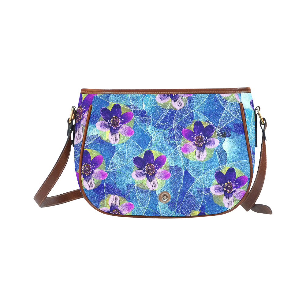 Purple Flowers Saddle Bag/Large (Model 1649)