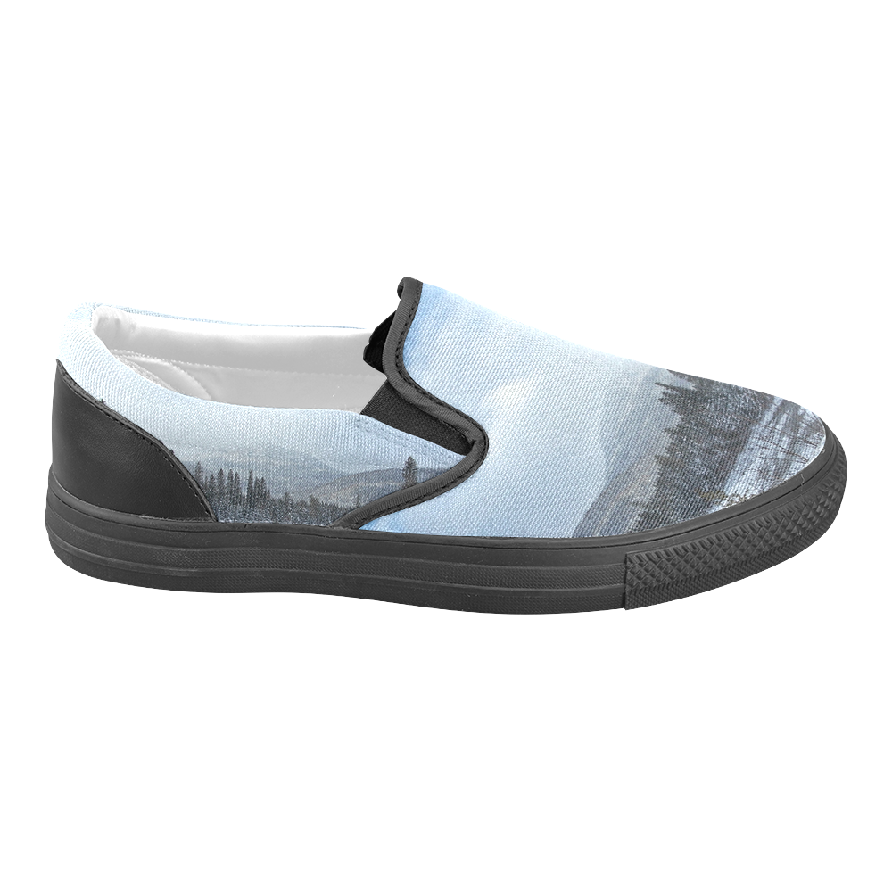 Winter Wonderland Women's Unusual Slip-on Canvas Shoes (Model 019)