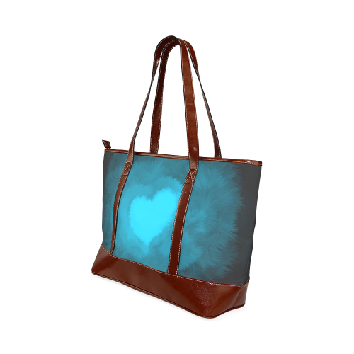 Blue Fluffy Heart Tote Handbag (Model 1642)