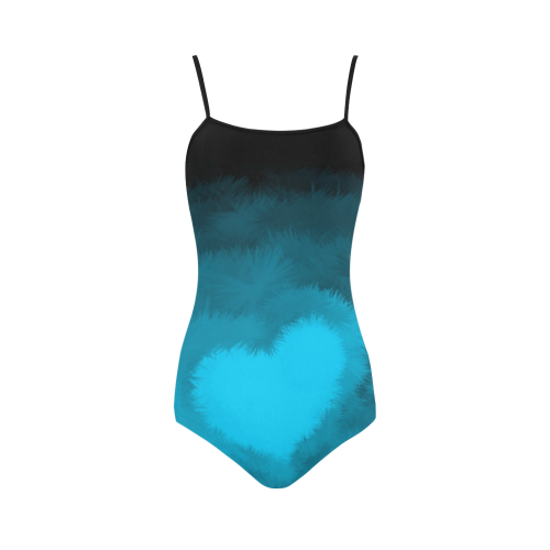 Blue, Fluffy Heart Strap Swimsuit ( Model S05)