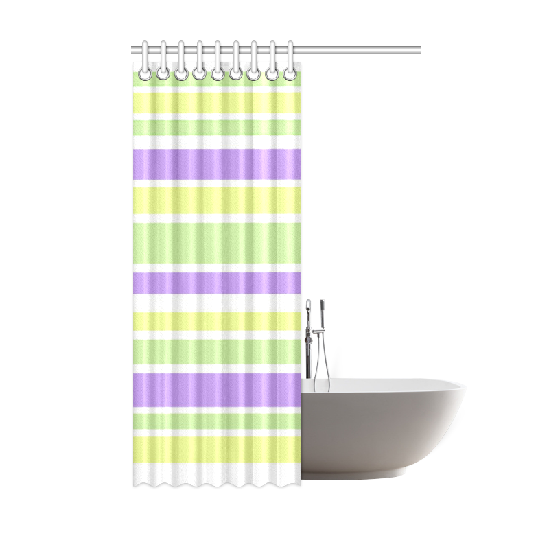 Yellow Green Purple Stripes Pattern Shower Curtain 48"x72"