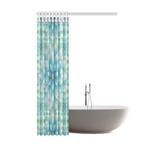 Turquoise Happy Lotus Shower Curtain 48"x72"