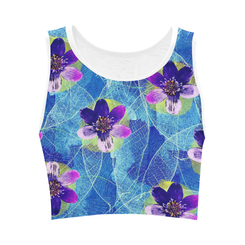 Purple Flowers Women's Crop Top (Model T42)