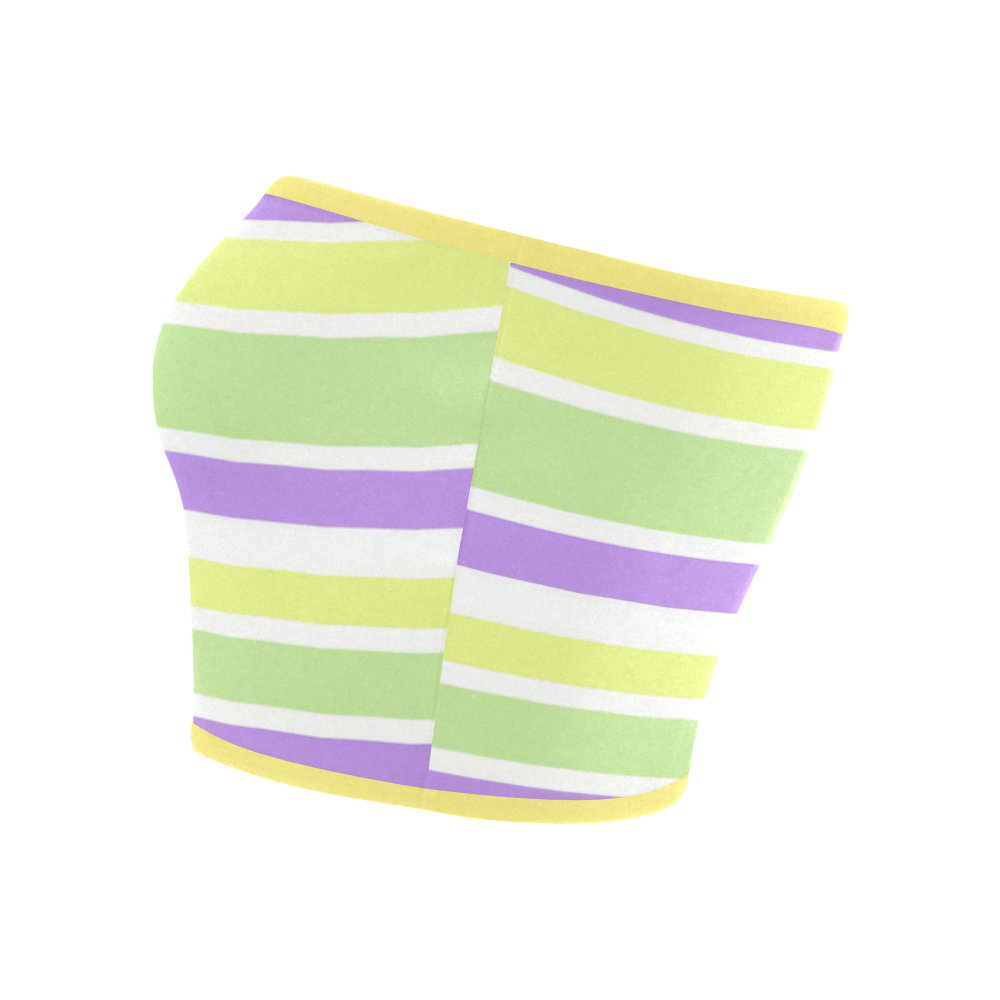 Yellow Green Purple Stripes Pattern Bandeau Top