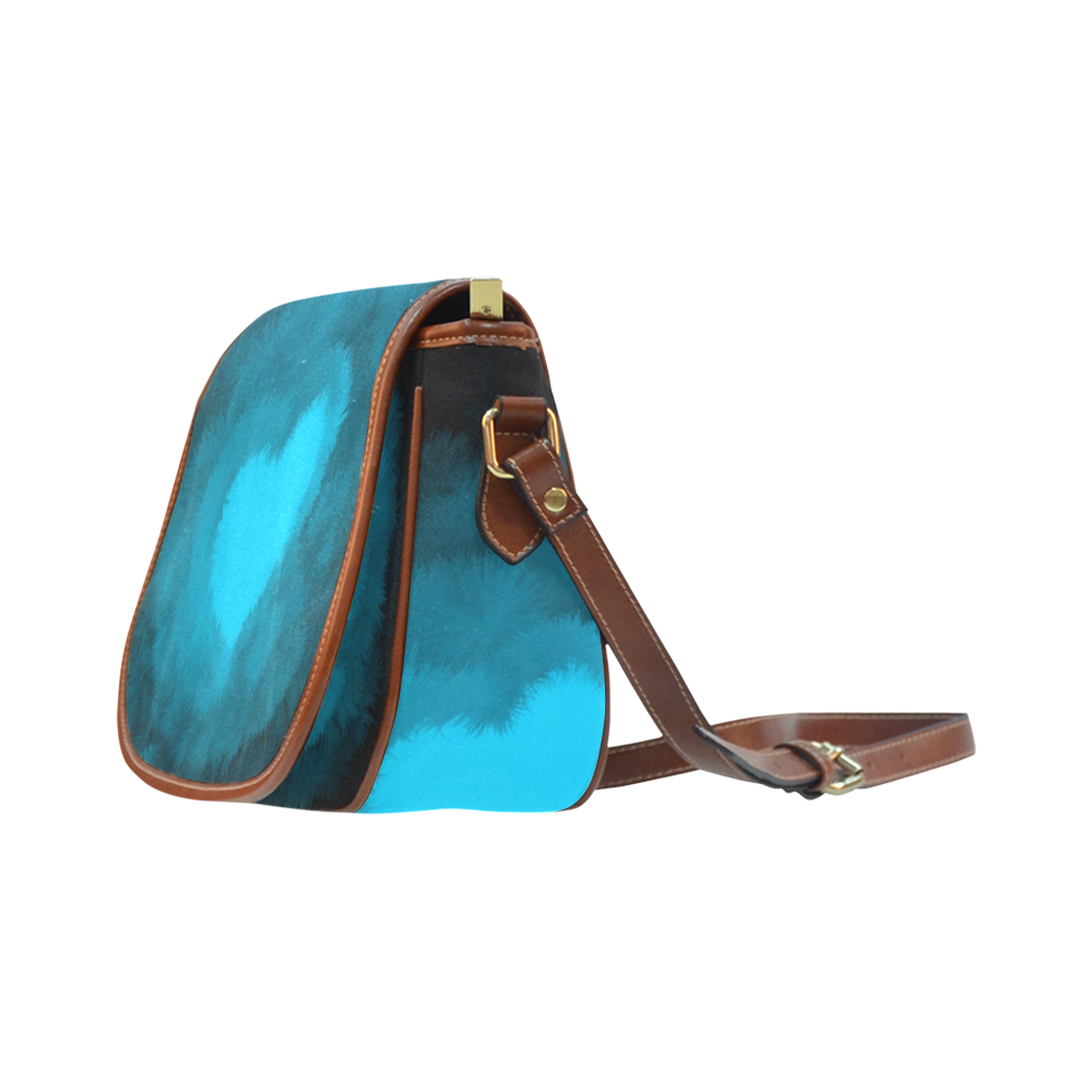 Blue Fluffy Heart Saddle Bag/Small (Model 1649) Full Customization
