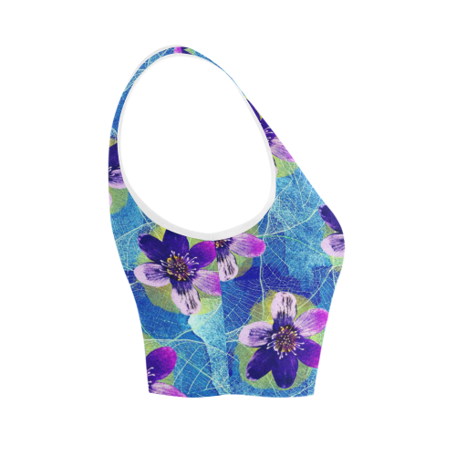 Purple Flowers Women's Crop Top (Model T42)