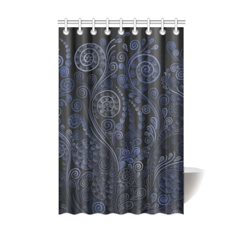 Ornamental Blue on Gray Shower Curtain 48"x72"