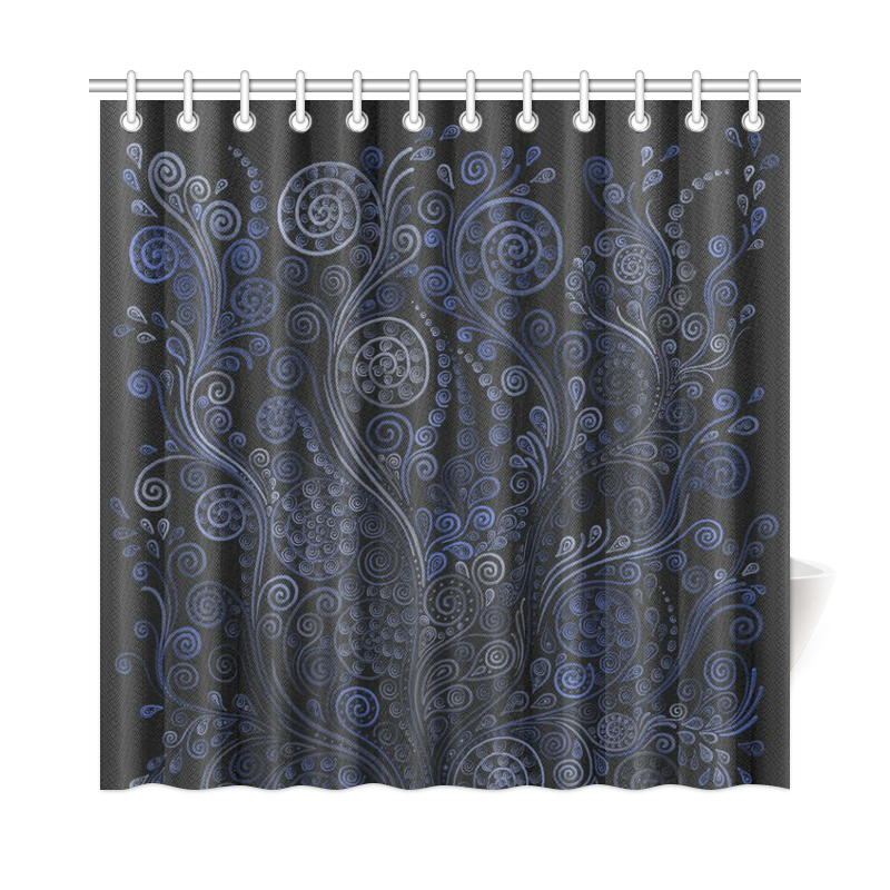 Ornamental Blue on Gray Shower Curtain 72"x72"