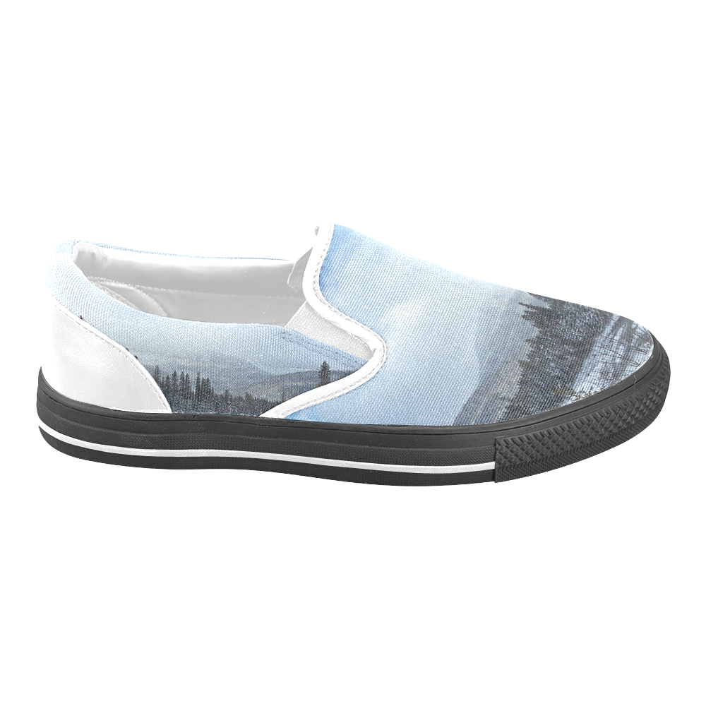 Winter Wonderland Women's Unusual Slip-on Canvas Shoes (Model 019)