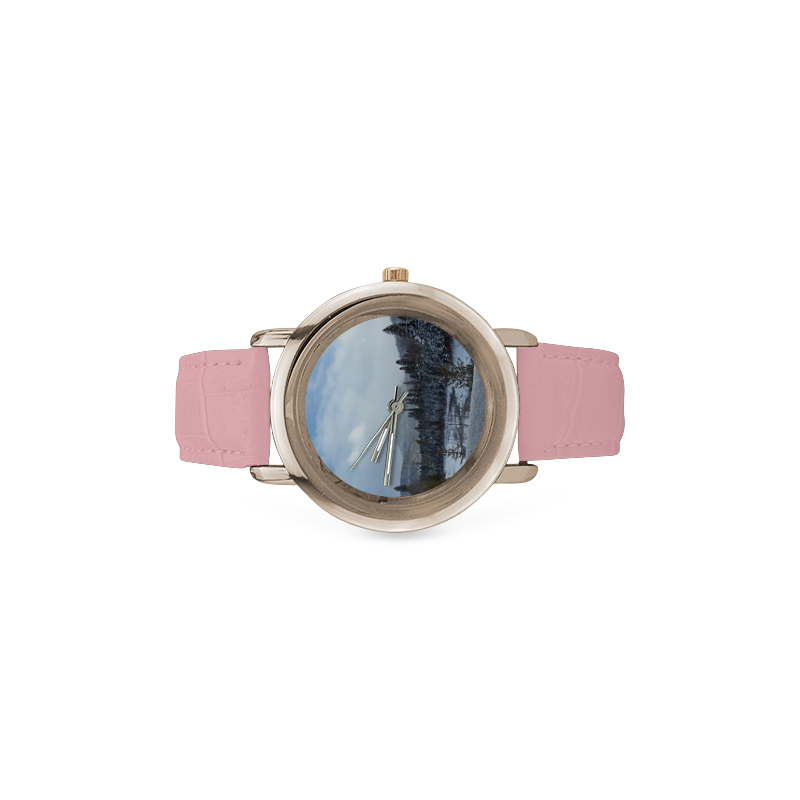 Winter Wonderland Women's Rose Gold Leather Strap Watch(Model 201)