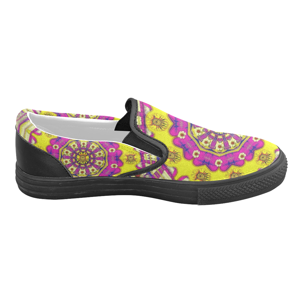 Celebrating summer in soul and mind mandala style Men's Slip-on Canvas Shoes (Model 019)