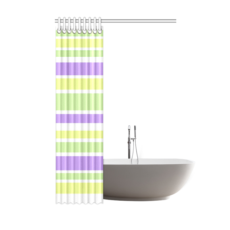 Yellow Green Purple Stripes Pattern Shower Curtain 48"x72"