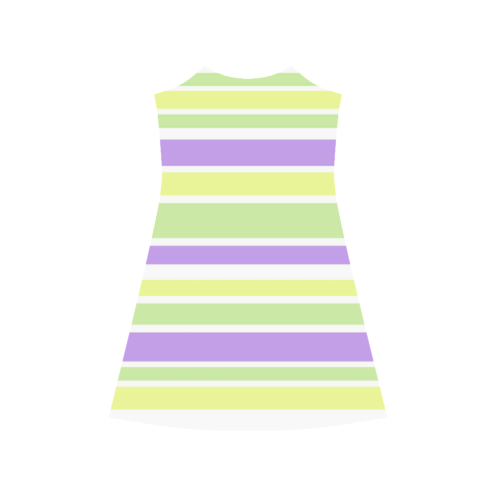 Yellow Green Purple Stripes Pattern Alcestis Slip Dress (Model D05)