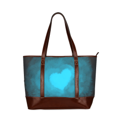 Blue Fluffy Heart Tote Handbag (Model 1642)