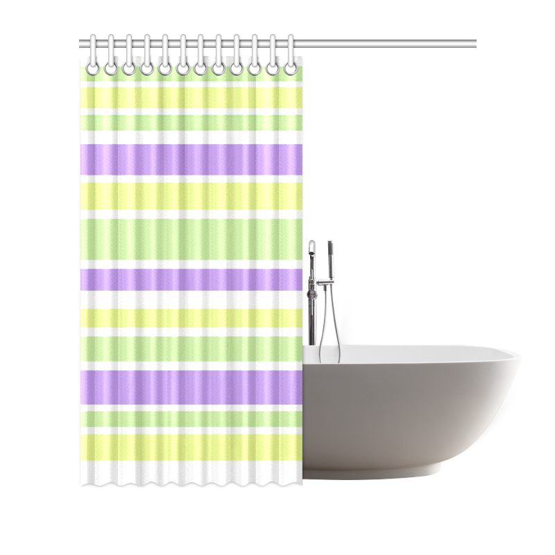 Yellow Green Purple Stripes Pattern Shower Curtain 72"x72"