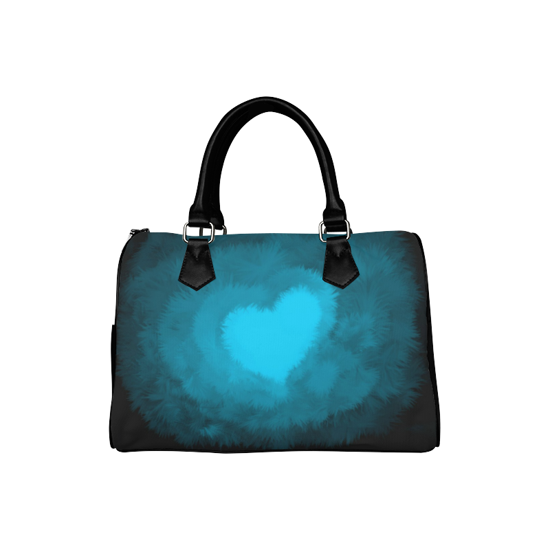 Blue Fluffy Heart Boston Handbag (Model 1621)