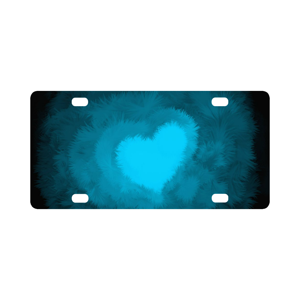 Blue Fluffy Heart Classic License Plate