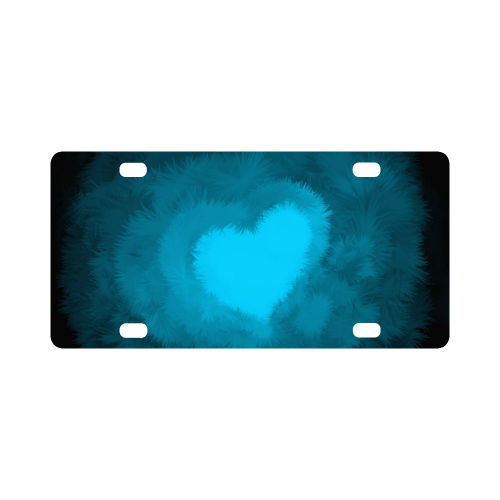 Blue Fluffy Heart Classic License Plate