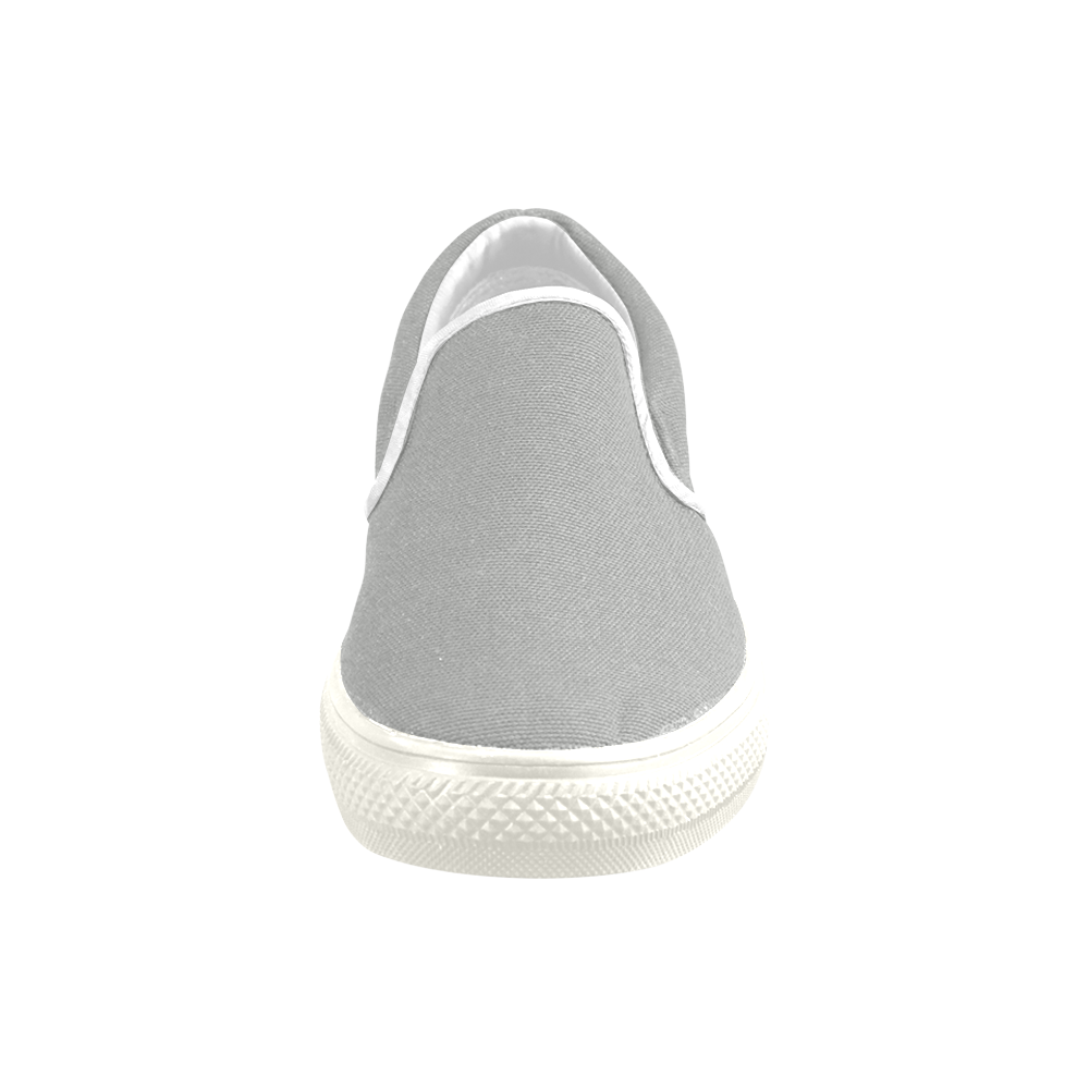 Silver Men's Slip-on Canvas Shoes (Model 019)