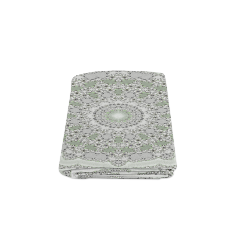 Kaleidoscope Fractal Mandala Frame Grey Green Blanket 50"x60"