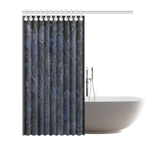 Ornamental Blue on Gray Shower Curtain 72"x72"