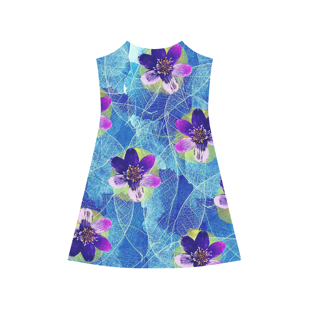 Purple Flowers Alcestis Slip Dress (Model D05)