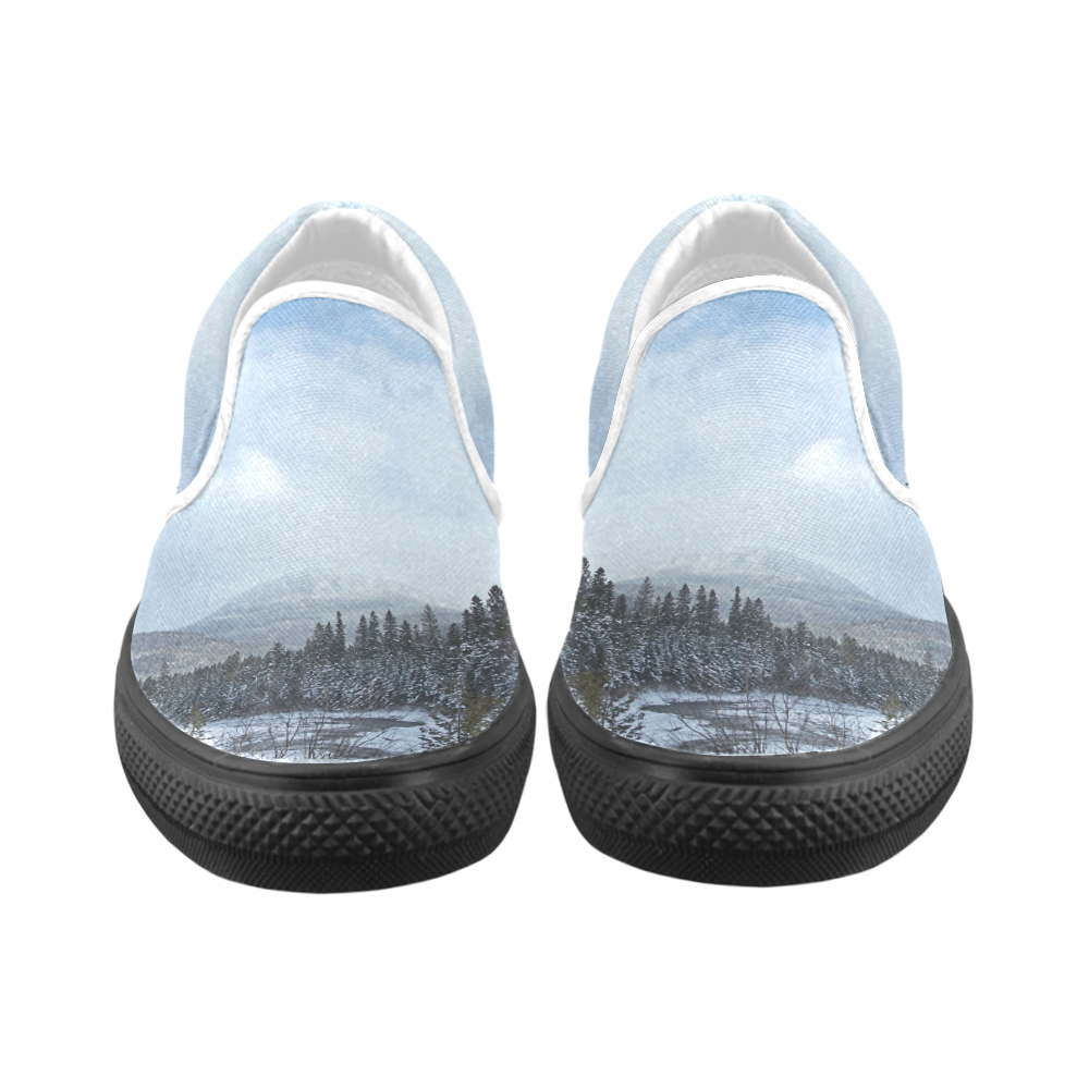 Winter Wonderland Women's Unusual Slip-on Canvas Shoes (Model 019)