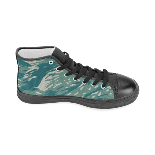 Blue and Green Camo Men’s Classic High Top Canvas Shoes (Model 017)
