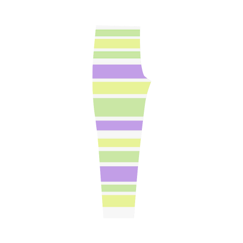 Yellow Green Purple Stripes Pattern Capri Legging (Model L02)