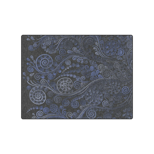 Ornamental Blue on Gray Blanket 50"x60"