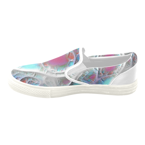 Blue & White Quilt, Abstract Delight Men's Unusual Slip-on Canvas Shoes (Model 019)