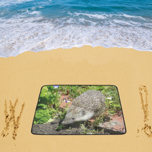 hedgehog- cute visit to the garden Beach Mat 78"x 60"