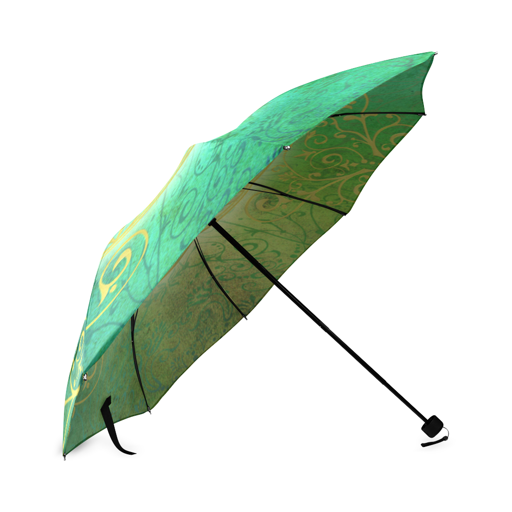 Symbol FLOWER OF LIFE vintage gold green Foldable Umbrella (Model U01)