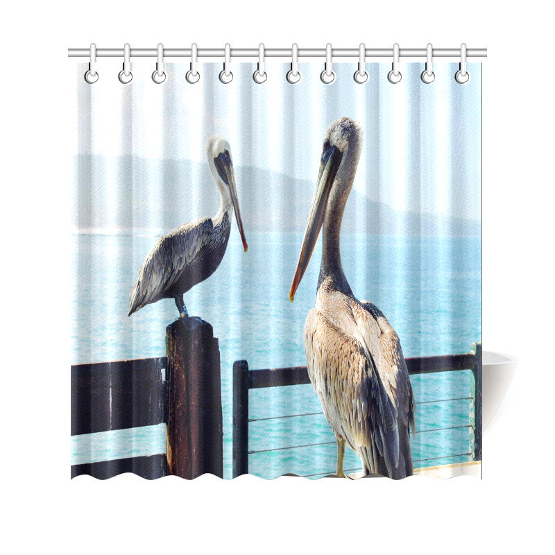 Seaside Pelican Chat Shower Curtain 69"x70"